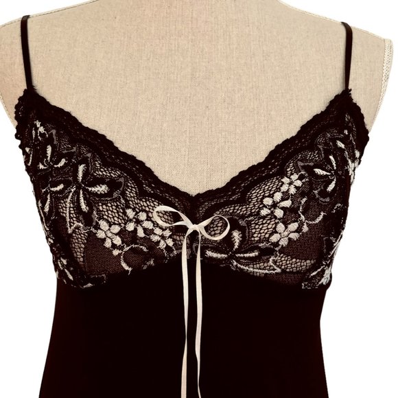 Lace  Embroidered Black Midi Slip Dress Size Small - Picture 2 of 11